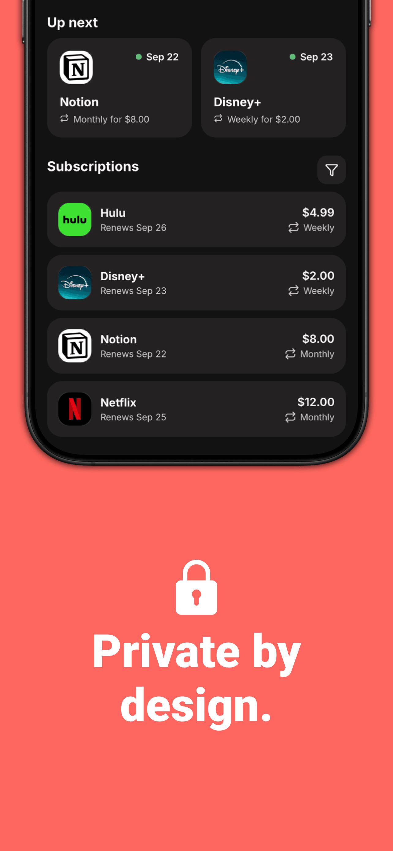 Unsub private local subscription ledger